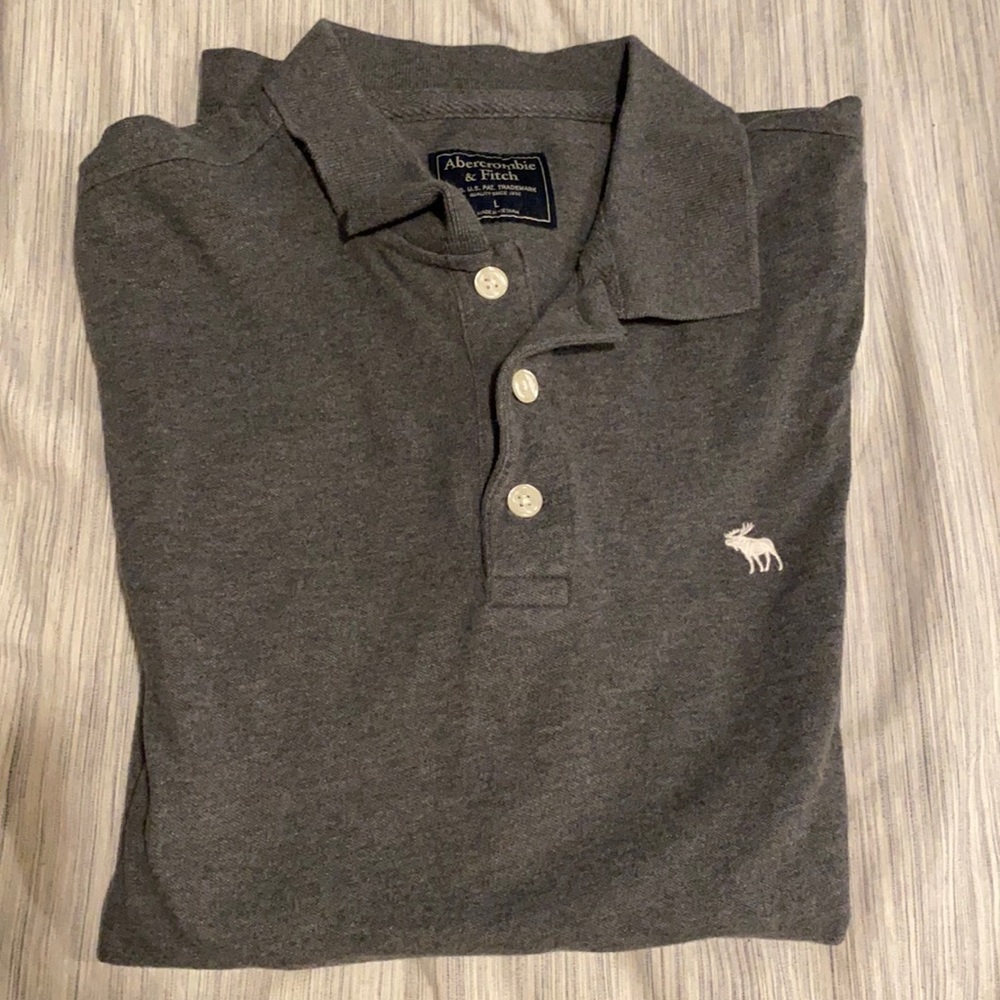 Men’s Abercrombie and Fitch large gray polo